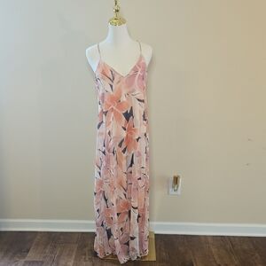 Nicole Miller Floral Maxi Dress – V-Neck Spaghetti Straps Resortwear Tropical‎